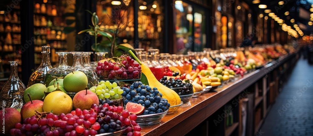 La Boqueria in Barcelona is renowned for its fruit market With copyspace for text