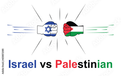 Israel vs Palestinian conflict with fist power