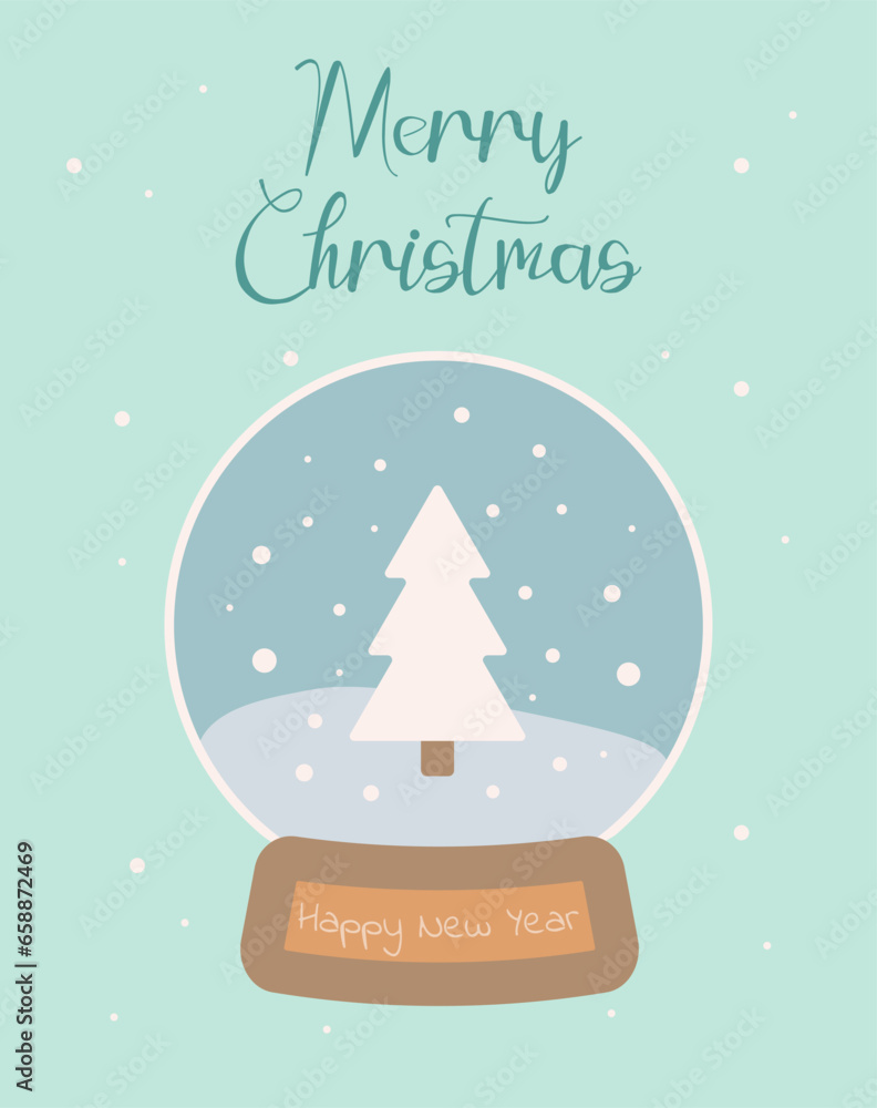Christmas greeting card with snow globe