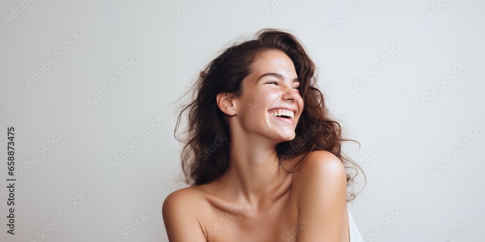 Portrait of a happy young woman laughing Portrait of a happy young woman laughing