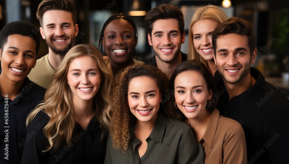 Fototapeta premium Portrait of young businesspeople in office. Successful teamwork concept