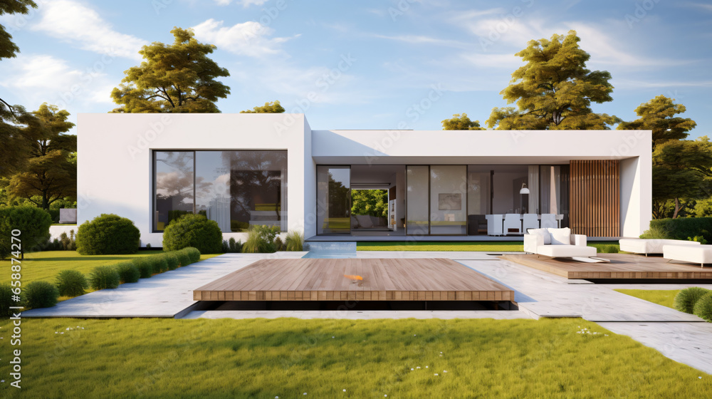 Fototapeta premium 3d rendering of white modern house