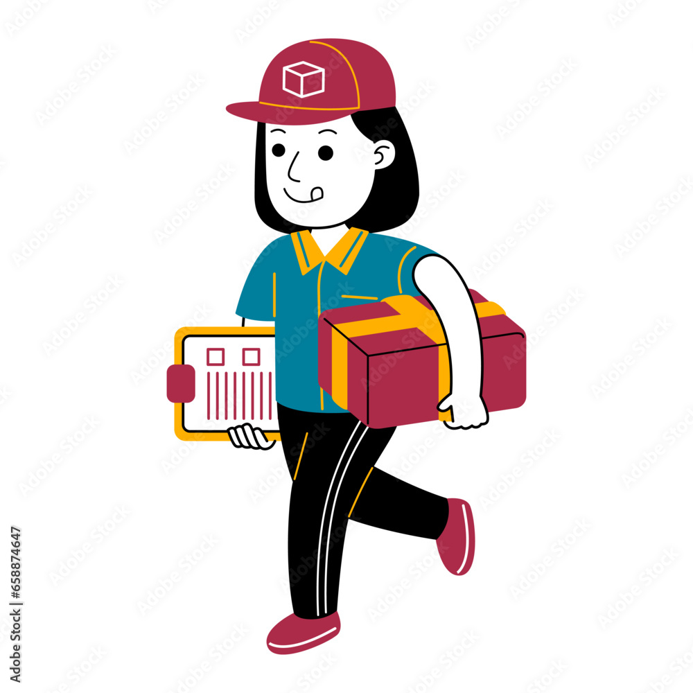 young woman courier vector illustration young woman courier vector illustration