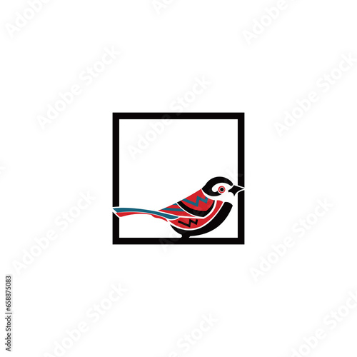 Simple sparrow design in box lines. vector logo