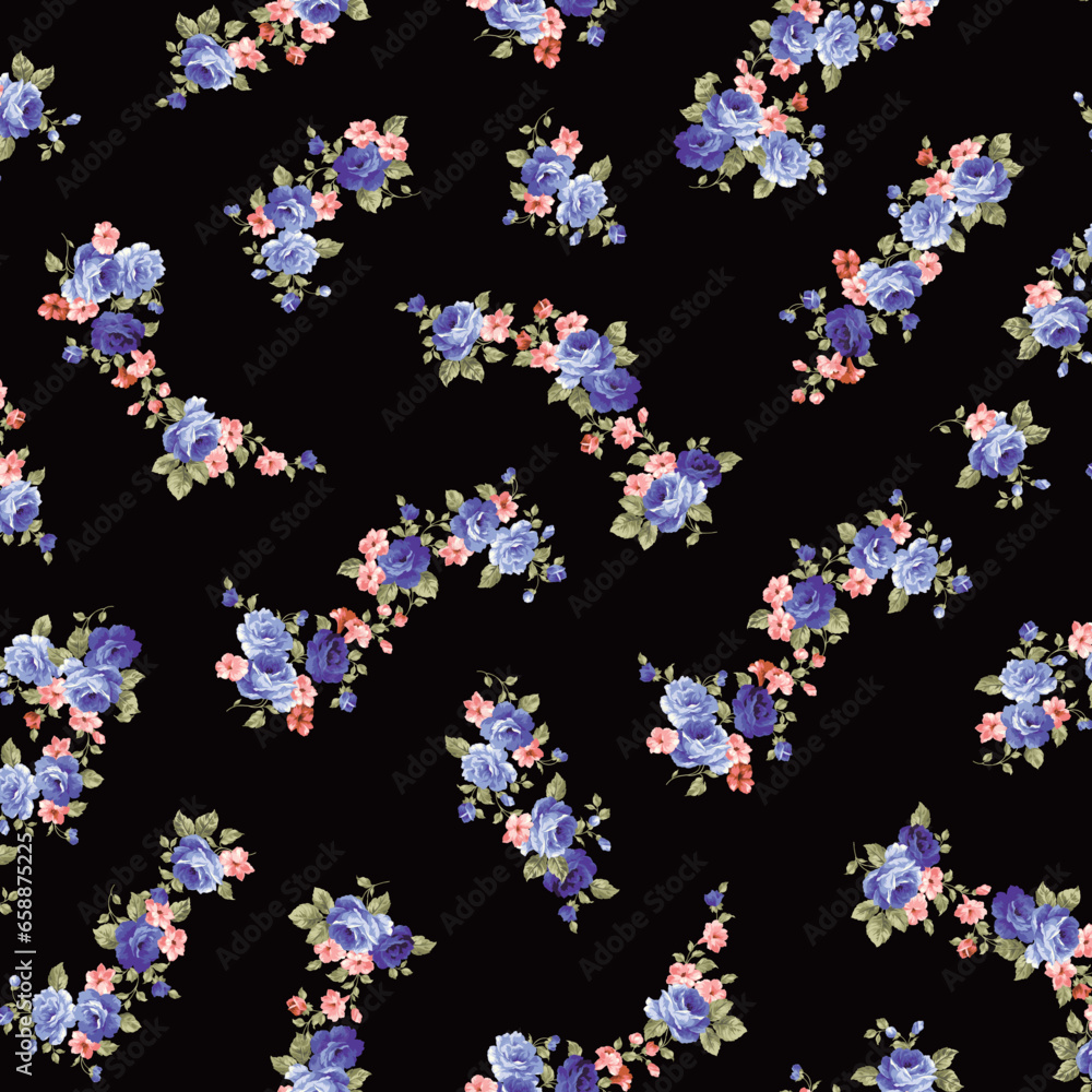 An old-fashioned rose flower pattern perfect for textiles, An old-fashioned rose flower pattern perfect for textiles,