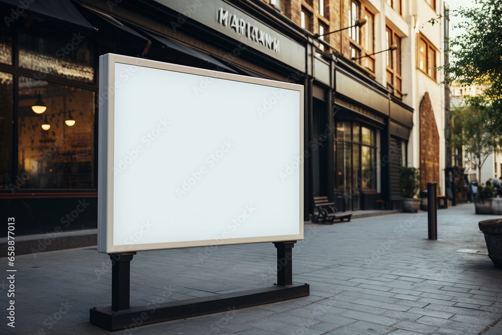 Fototapeta premium Blank Rectangular Street Sign Mockup Created with Generative AI