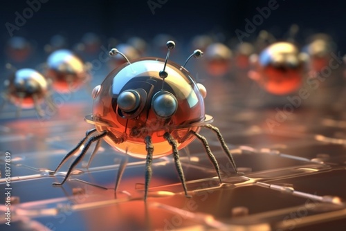 Illustration of nanobots that repair cells. Generative AI © Ori