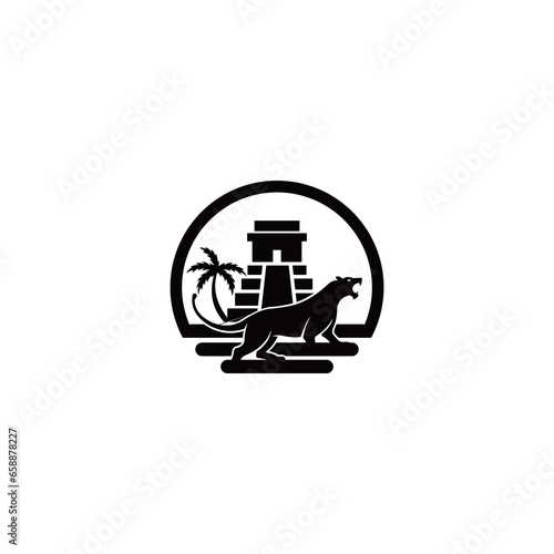template design with black panther. vector logo