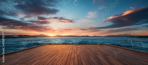 Sunset on a yacht deck With copyspace for text