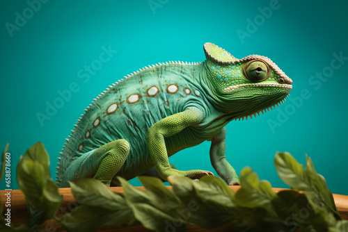 Beautiful color of panther chameleon  colorful lizard  chameleon closeup with isolated background
