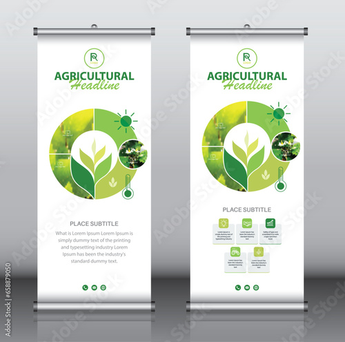 Roll Up Banner template design, poster, cover, flyer, Agricultural, Vector illustration