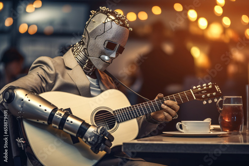 ai robot machine playing guitar