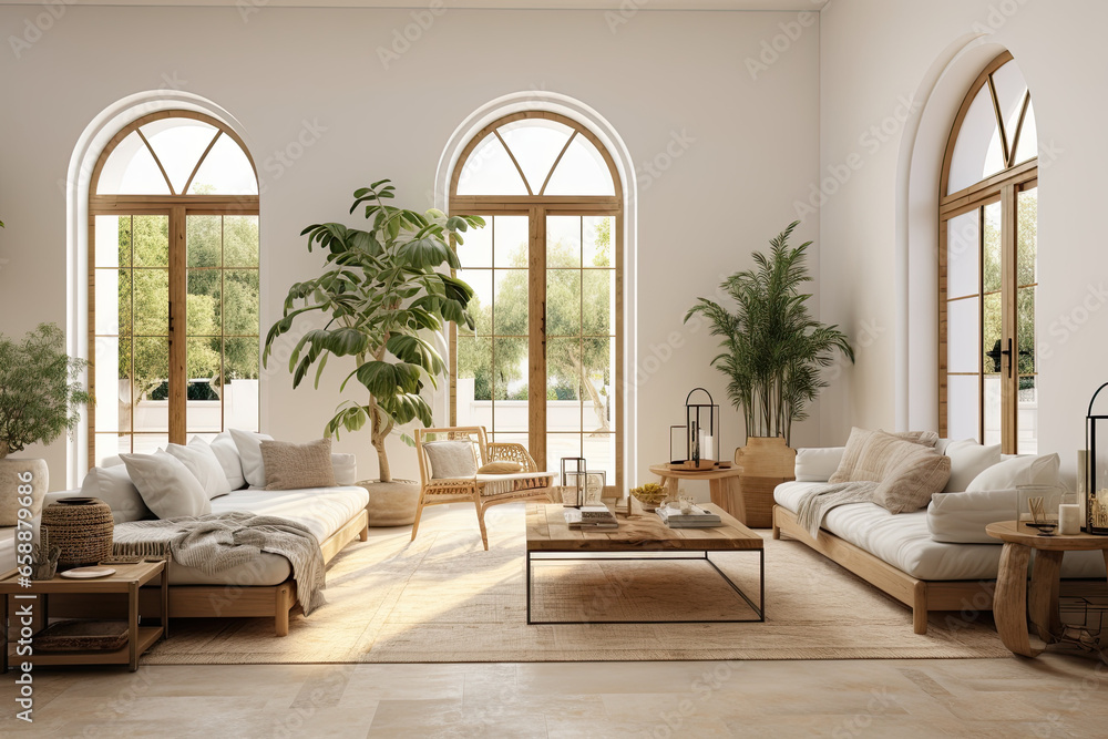 Mediterranean luxury living room. Generative AI Mediterranean luxury living room. Generative AI