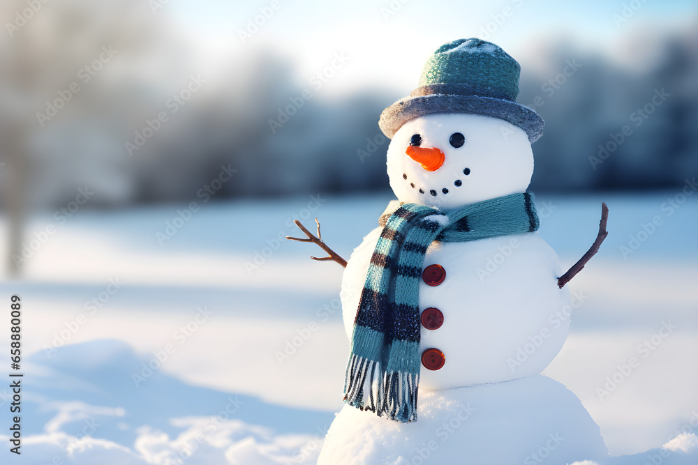 Obraz premium snowman in the park snow