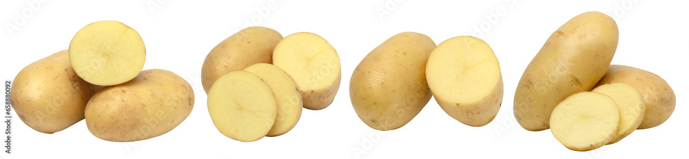 young potatoes and sliced isolated, transparent PNG, collection, PNG format, cut out