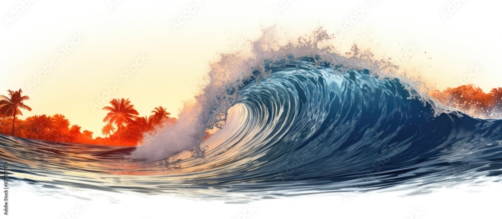 Surfing the tropical island in the morning With copyspace for text
