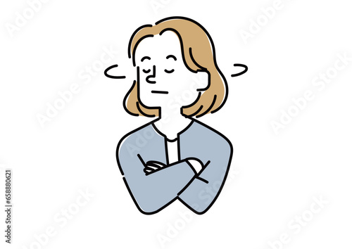 首を振っている若いビジネスマン（女性）のイラスト