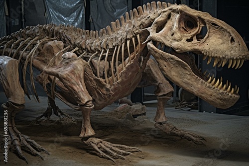 T. rex fossil discovered through archeological work. Generative AI © Sirius