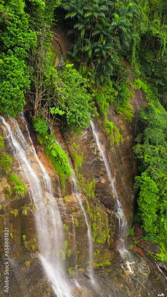 Top view of Beautiful waterfall in green forest. Sri Lanka. Top view of Beautiful waterfall in green forest. Sri Lanka.