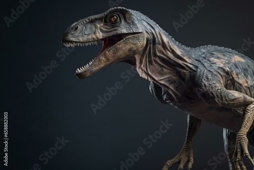 Side view of a 3D velociraptor dinosaur. Generative AI © Valentin