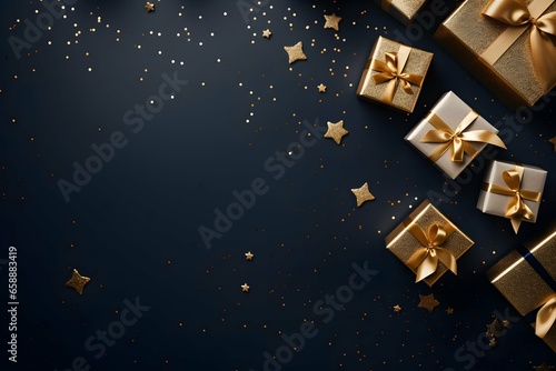 Gold and Blue Christmas Background © CHAYAPORN