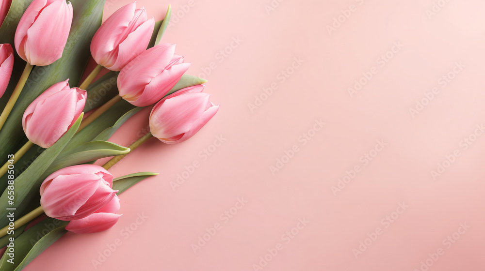 Pink tulips flowers