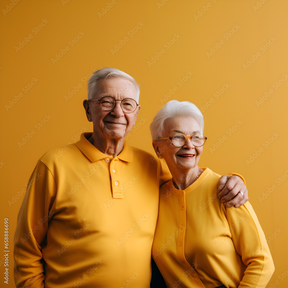portrait of senior couple with copy space - generative ai
