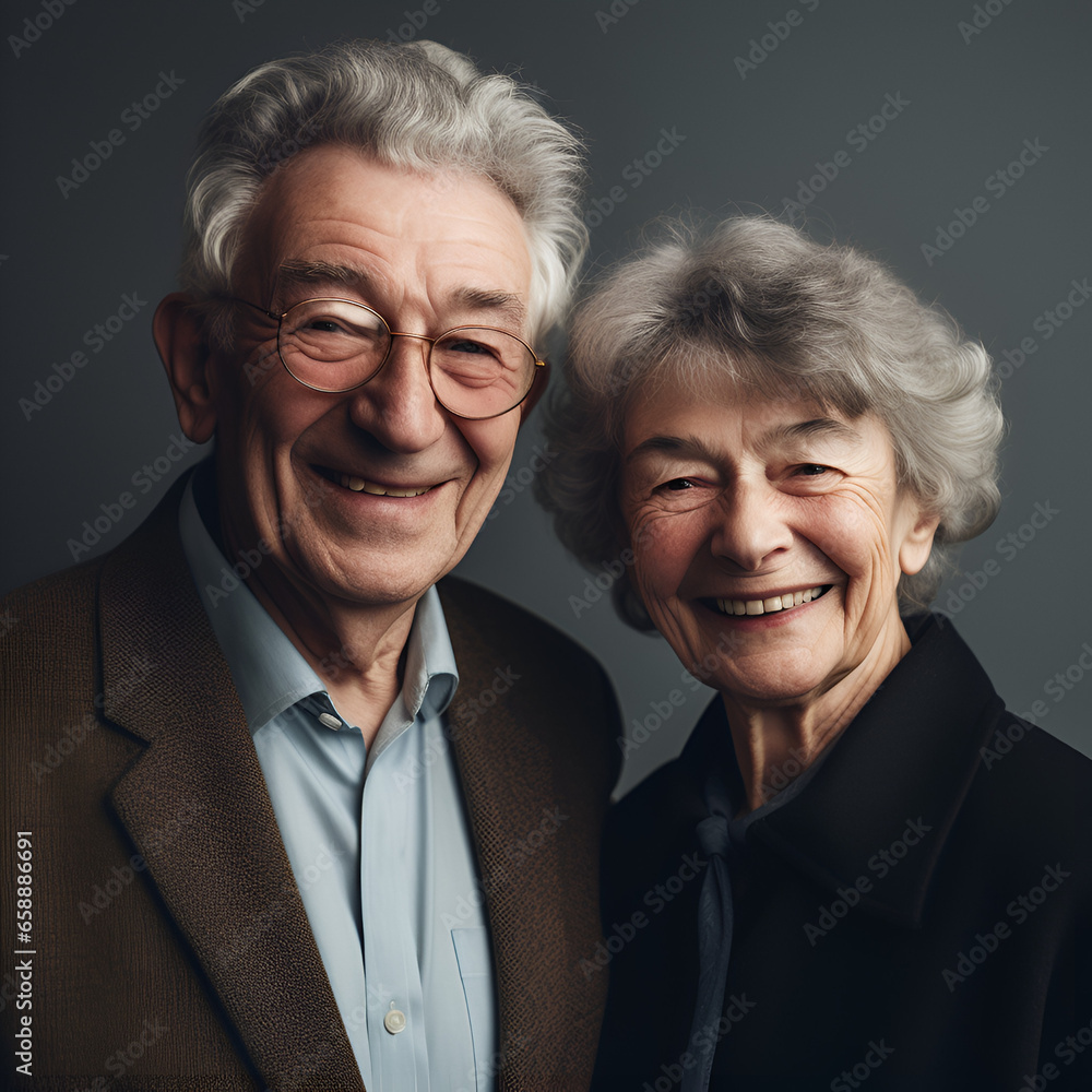 portrait of senior couple with copy space - generative ai portrait of senior couple with copy space - generative ai