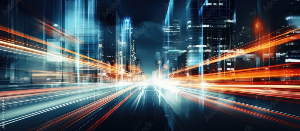 Purposeful blurring of nighttime city traffic With copyspace for text Purposeful blurring of nighttime city traffic With copyspace for text