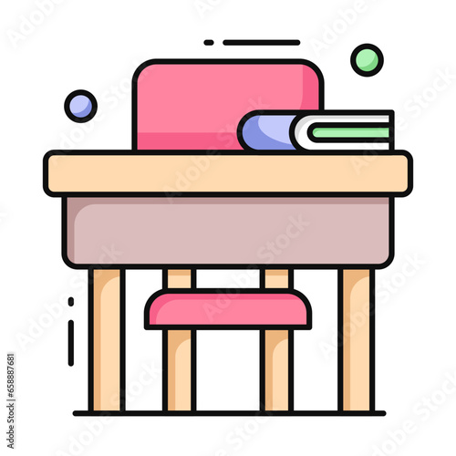 Modern design icon of study table 