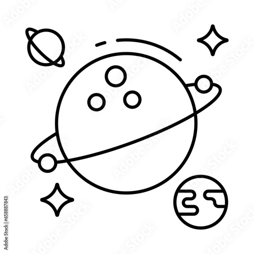 Editable design icon of revolving planet 