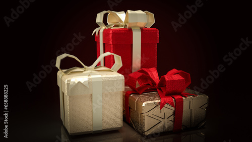 The Gift box for Holiday or celebrity and marketing concept 3d rendering