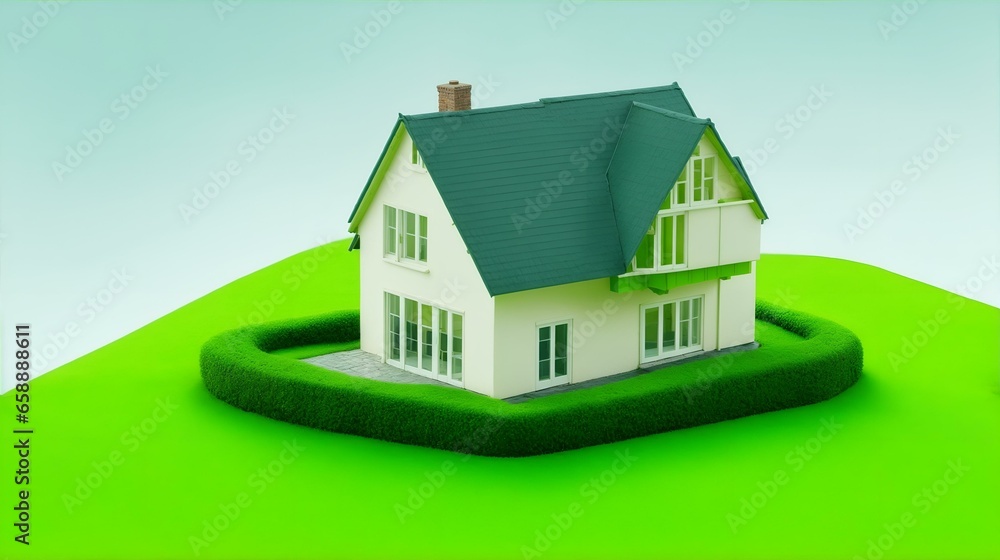 住宅のミニチュアモデル、カラー背景|Miniature model of house, color background. Generative AI 住宅のミニチュアモデル、カラー背景|Miniature model of house, color background. Generative AI