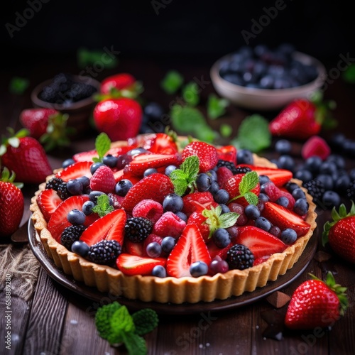 a fruit pie on a table