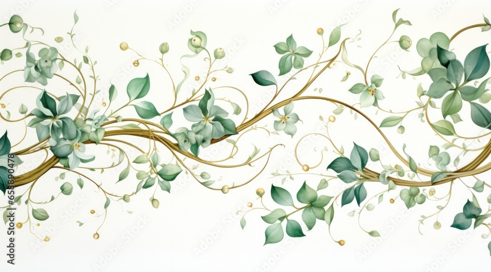 a green and gold vine with leaves