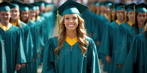a woman in a graduation gown