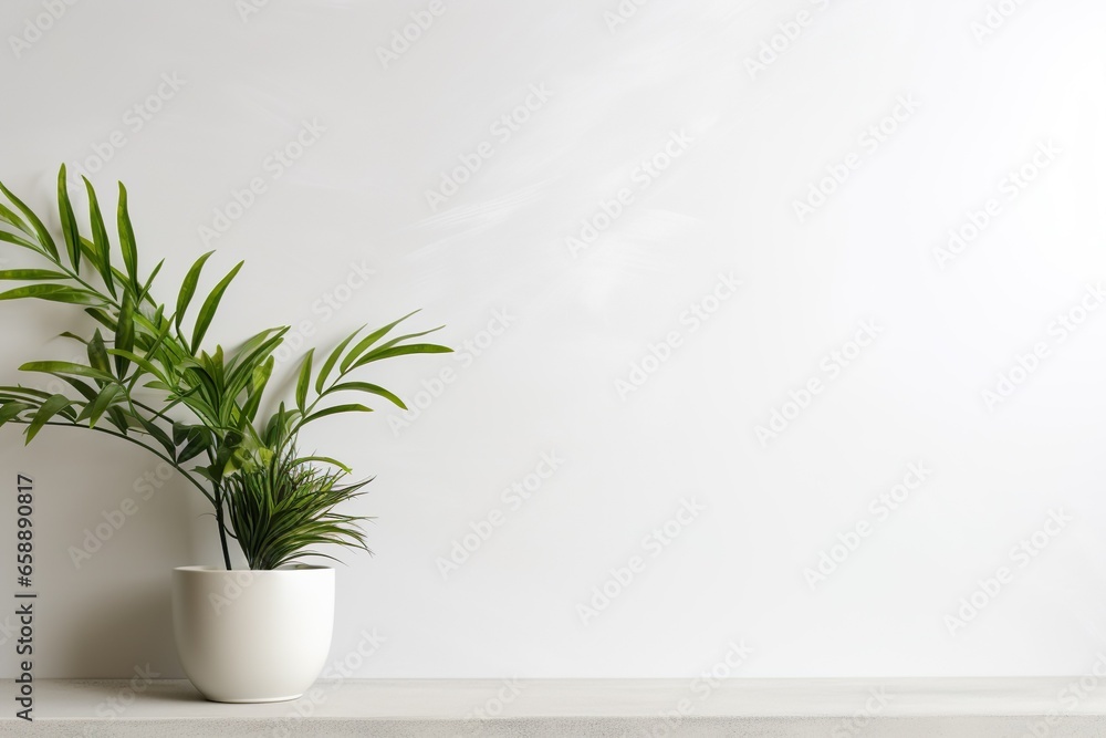 Fototapeta premium グレーの壁と観葉植物の背景素材02