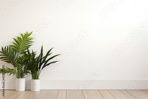 グレーの壁と観葉植物の背景素材05 photo