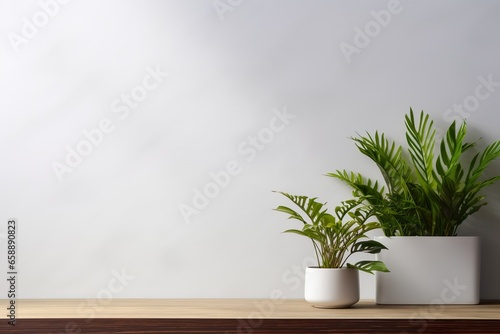 グレーの壁と観葉植物の背景素材01