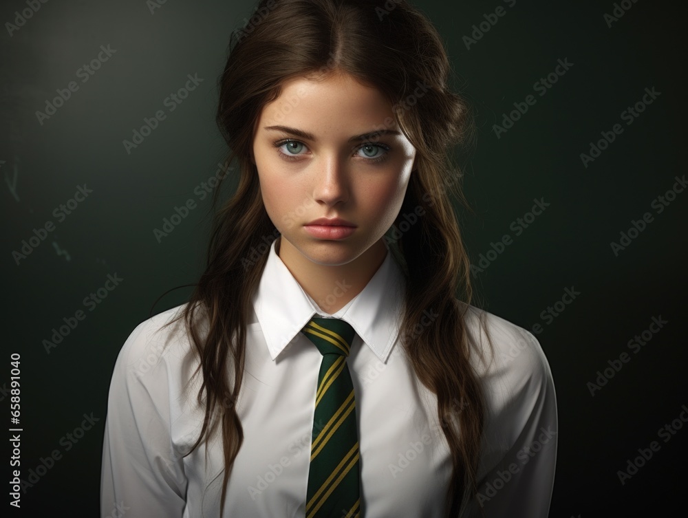 a girl with long hair wearing a tie a girl with long hair wearing a tie