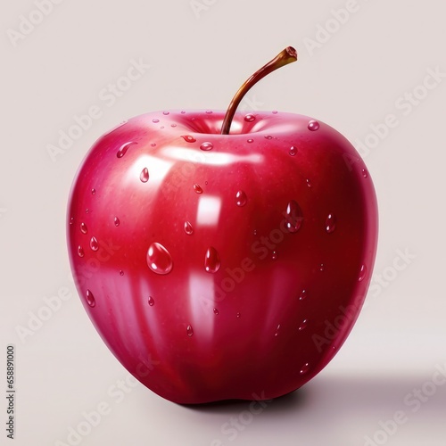 a red apple with water drops on it