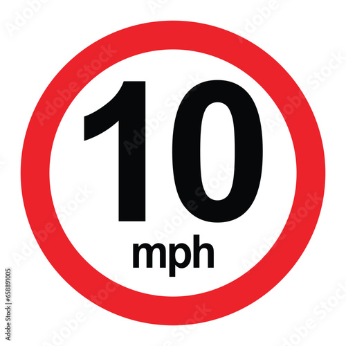 Schilderij op canvas Driving speed limit 10 mph sign