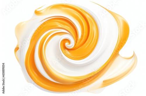 a swirl of cream and orange liquid