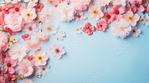 Top view image of pink flowers
