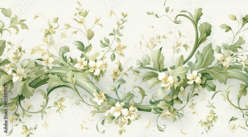 a painting of flowers and leaves