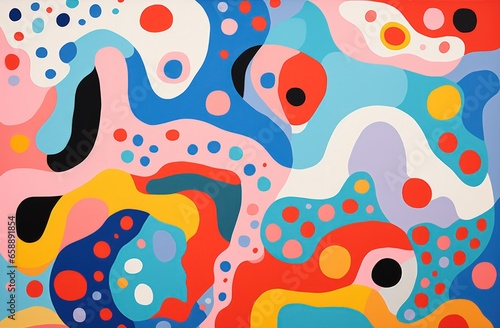 a colorful art piece with circles and dots