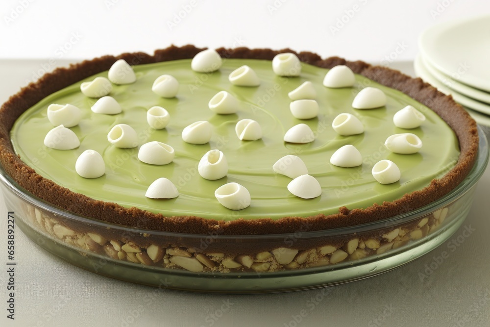 a pie with white chocolate chips on top a pie with white chocolate chips on top