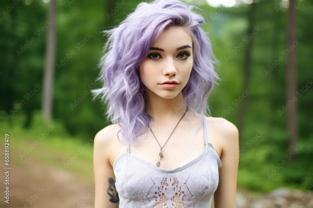 Naklejka premium a woman with purple hair