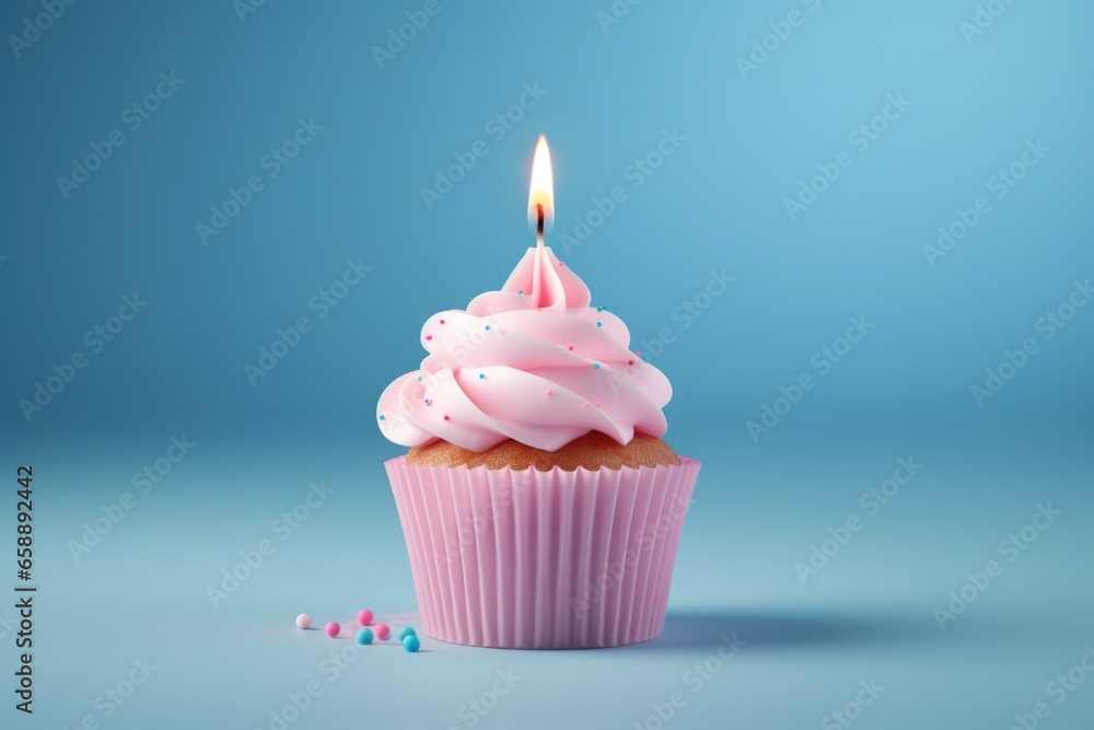 a cupcake with a lit candle a cupcake with a lit candle
