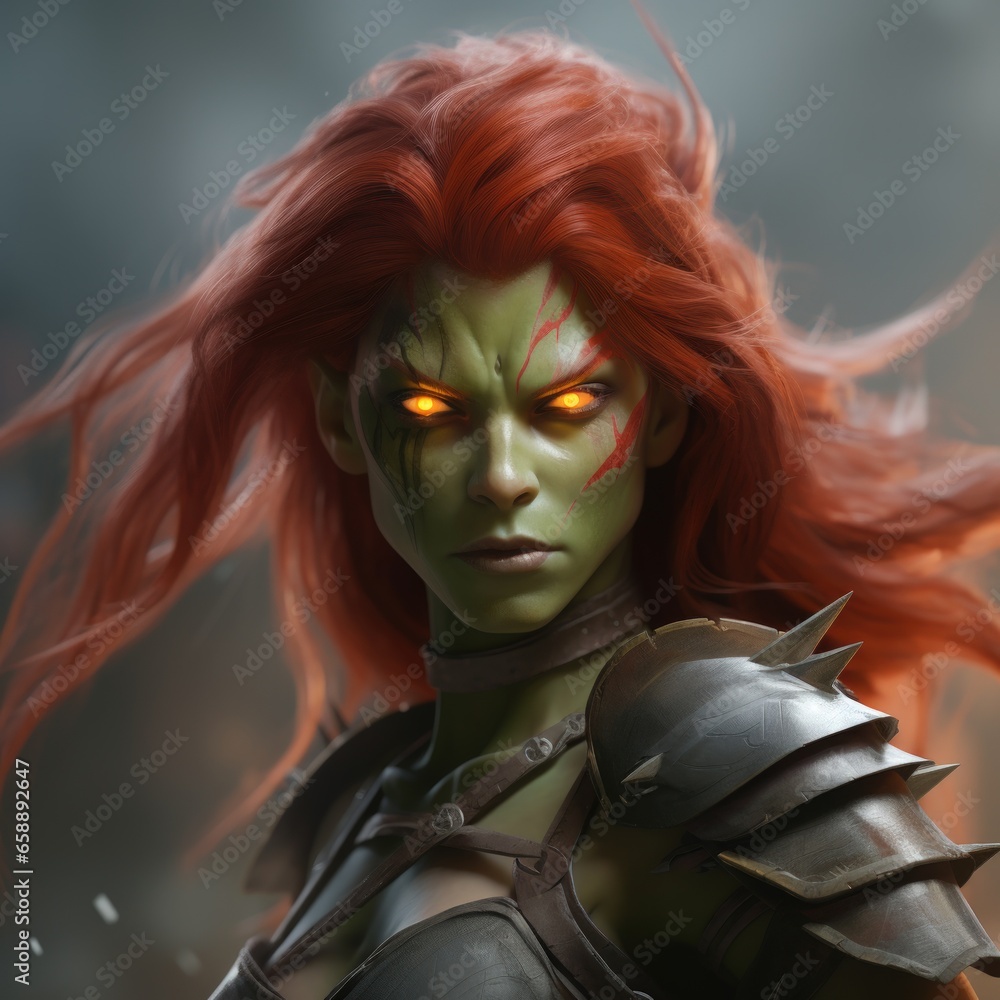 Obraz premium a woman with red hair and green skin